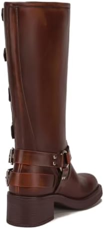 Athlefit Women's Knee High Riding Boots - Fashion Buckle, Square Toe, Chunky Heel, Wide Calf Biker Design, Perfect for C