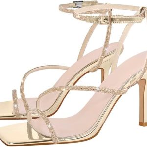 SexyTag Women's Sparkly Rhinestone Ankle Strap Heels for Parties - Open Toe Stiletto Sandals - Summer Fashion Footwear