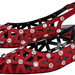 Sexytag Kitten Heel Slingback Pumps - Rhinestone Cut Out, Closed Pointed Toe Heels for Women - Elegant Evening Wear, Com