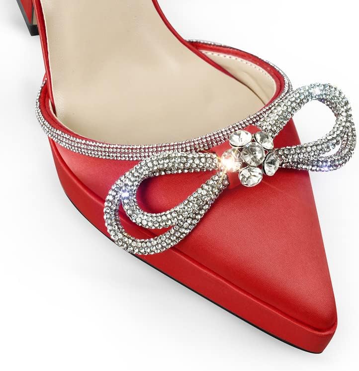 sexytag Women's Rhinestone Bow Platform Sandals - Chunky High Heels with Clear Ankle Strap for Elegant Evening Wear - St