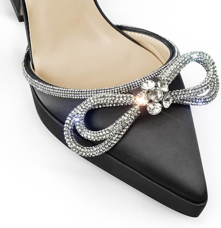 sexytag Women's Rhinestone Bow Platform Sandals - Chunky High Heels with Clear Ankle Strap for Elegant Evening Wear - St